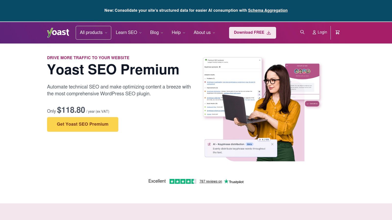 A screenshot of the Yoast SEO plugin interface within the WordPress editor, showing the green "traffic light" indicators for SEO and readability analysis.