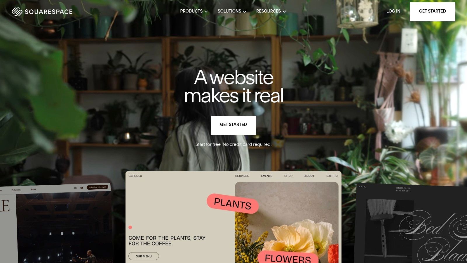 A screenshot of the Squarespace website editor showing a clean, modern blog layout with a featured image, post title, and sidebar, highlighting its design-focused interface.