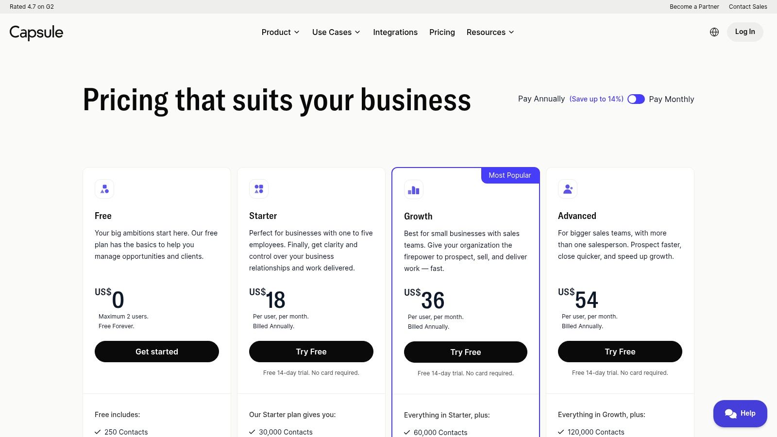 Capsule CRM Pricing
