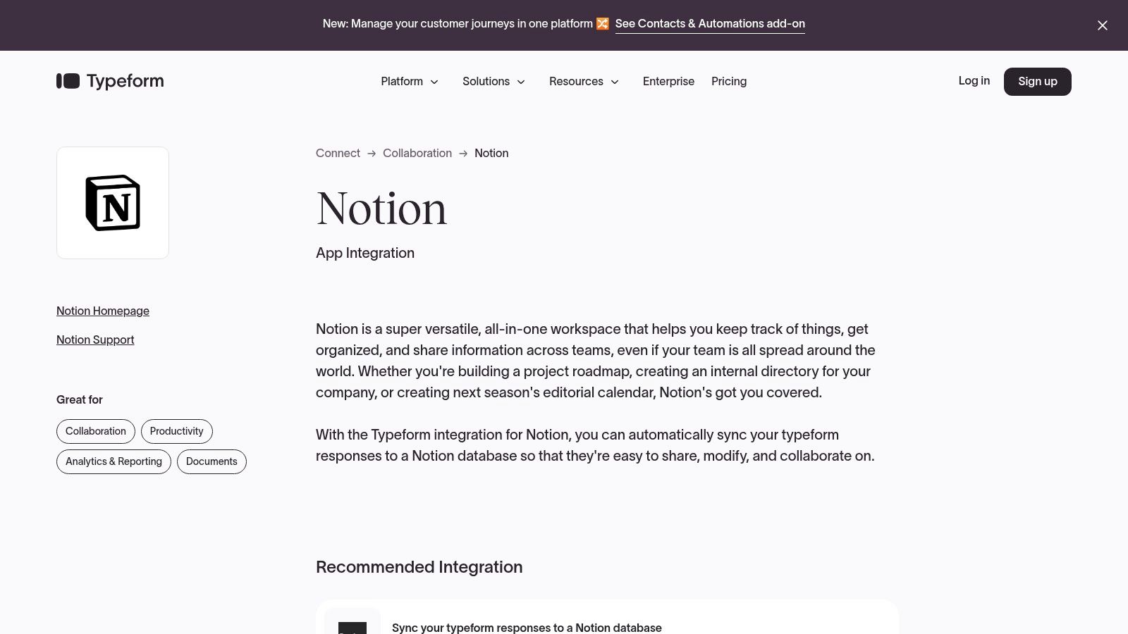 Typeform ↔ Notion