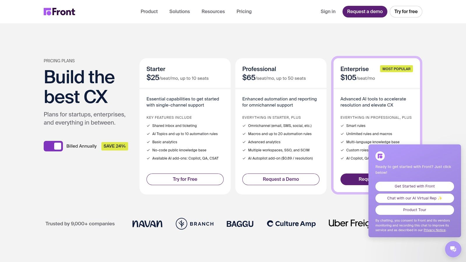 Front Pricing Plans