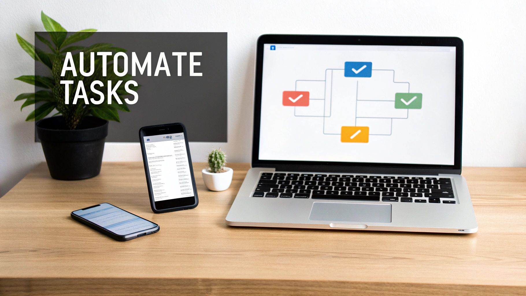 A visual representation of an automated workflow with connected nodes for different steps like triggers, actions, and emails.