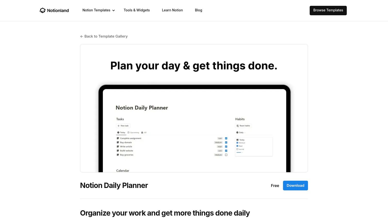 Notionland — Notion Daily Planner
