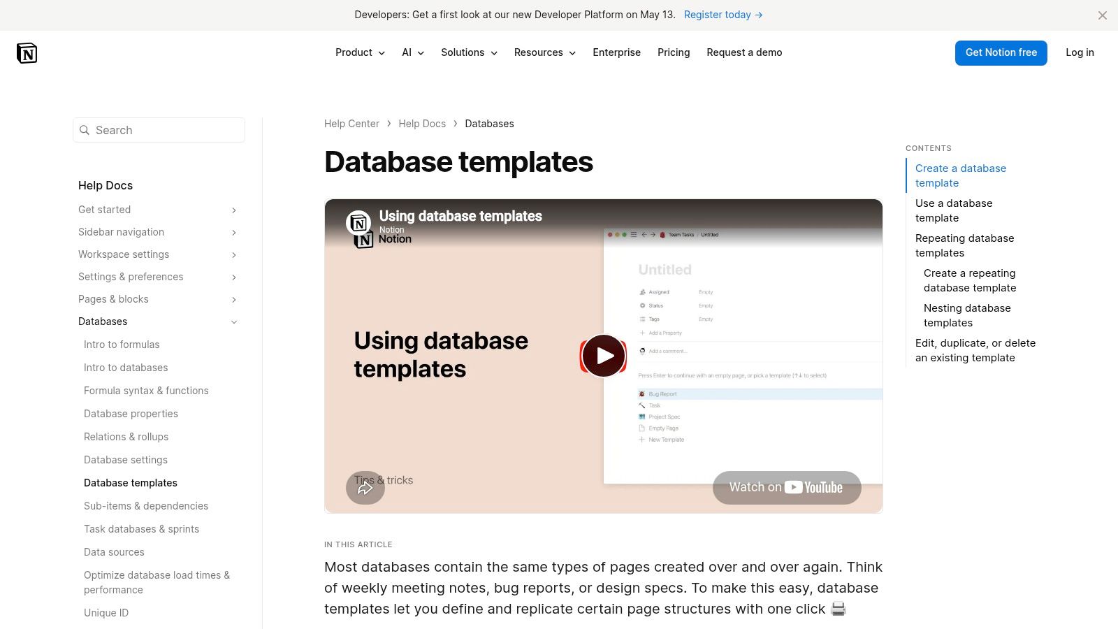 Screenshot from https://www.notion.so/help/database-templates