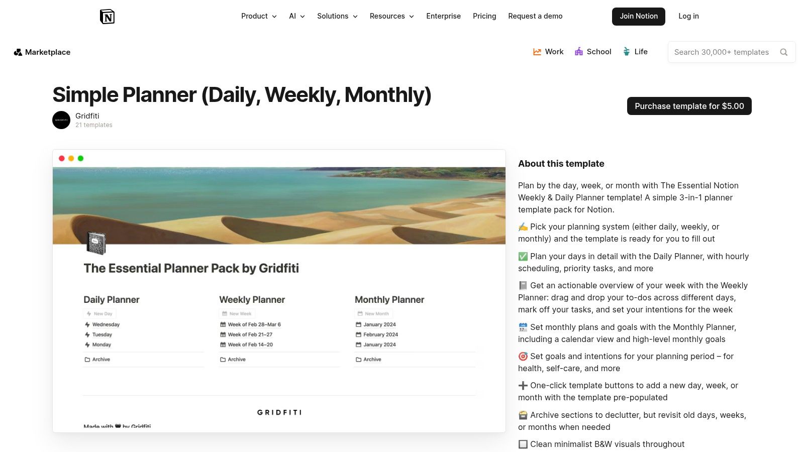 Notion Marketplace – Daily Planners