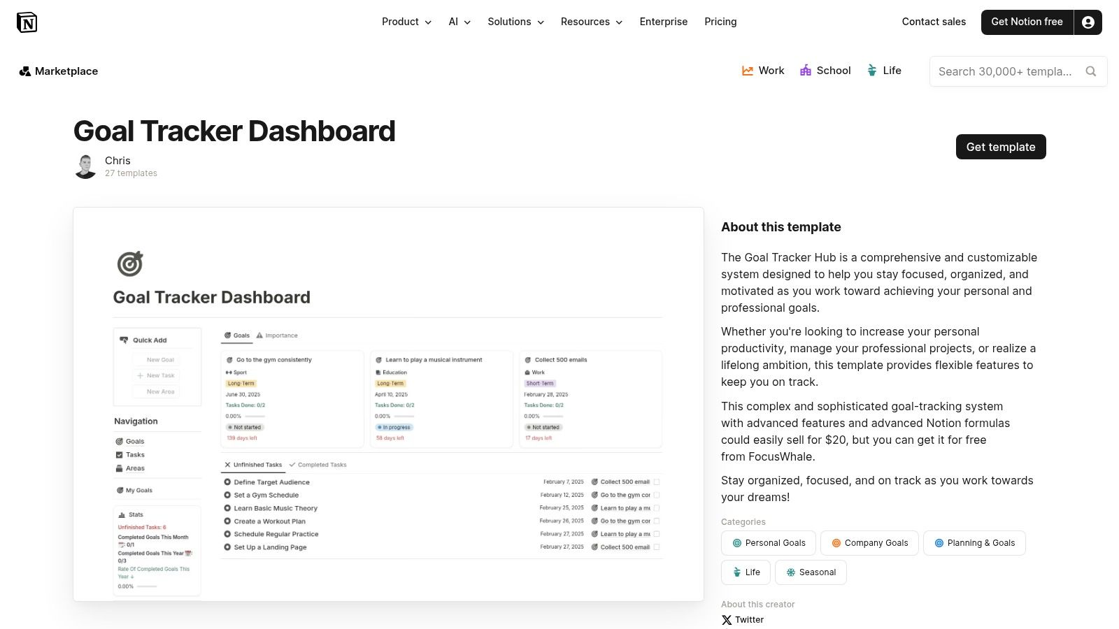 Goal Tracker Dashboard (by Chris)