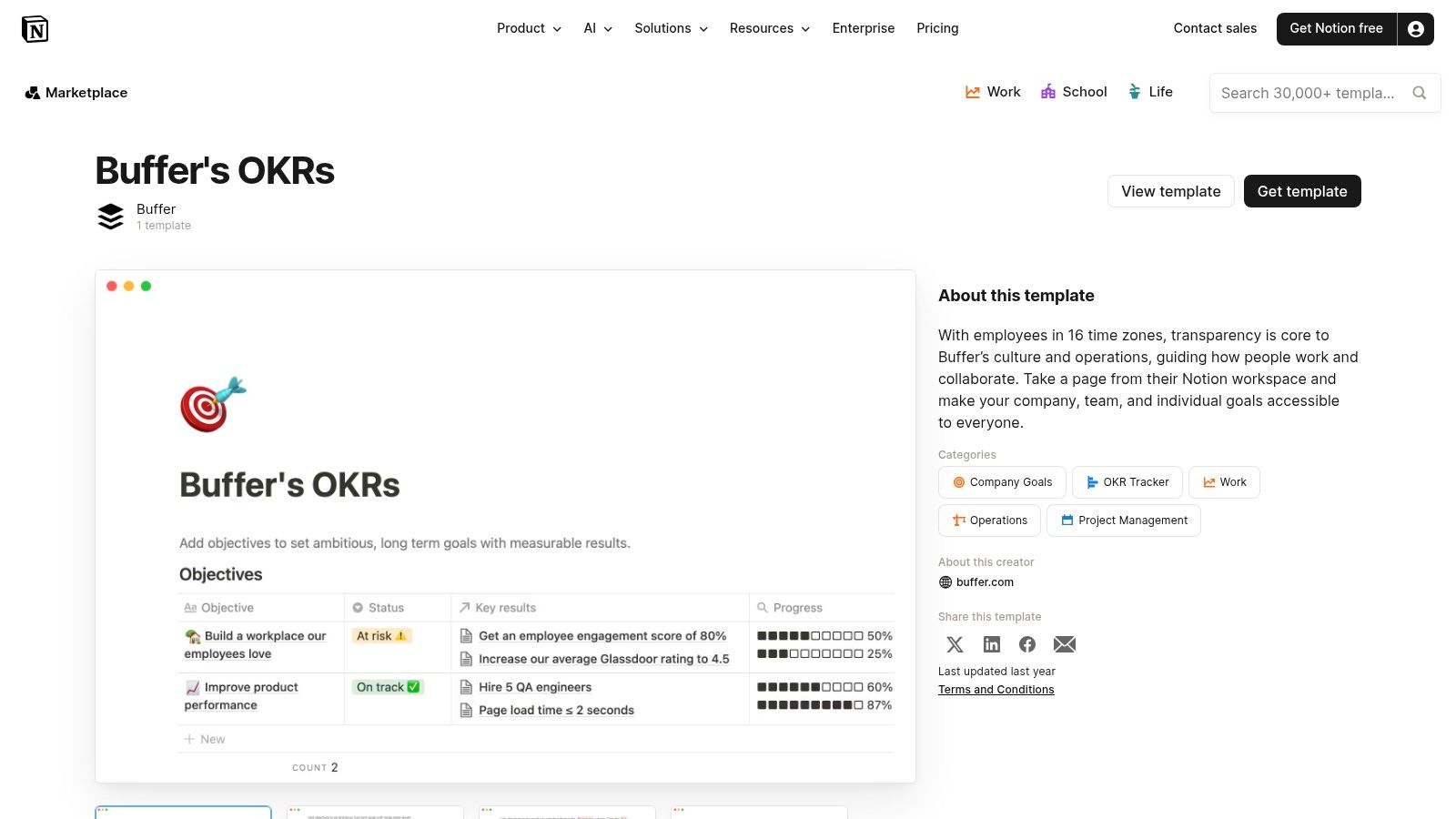 Buffer — OKRs Template