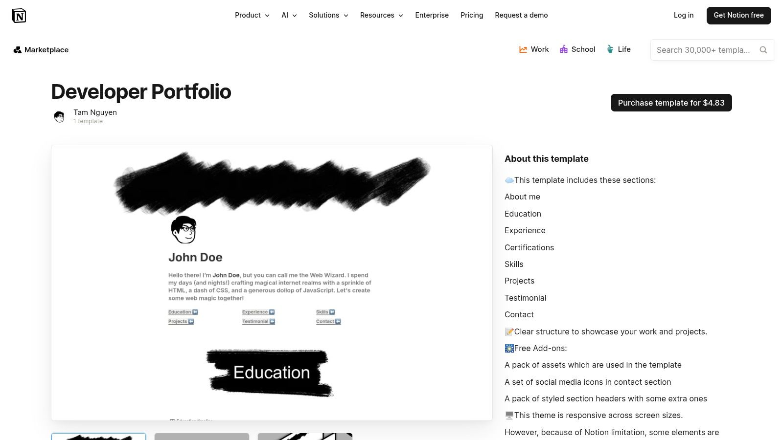 Developer Portfolio Template (Tam Nguyen)