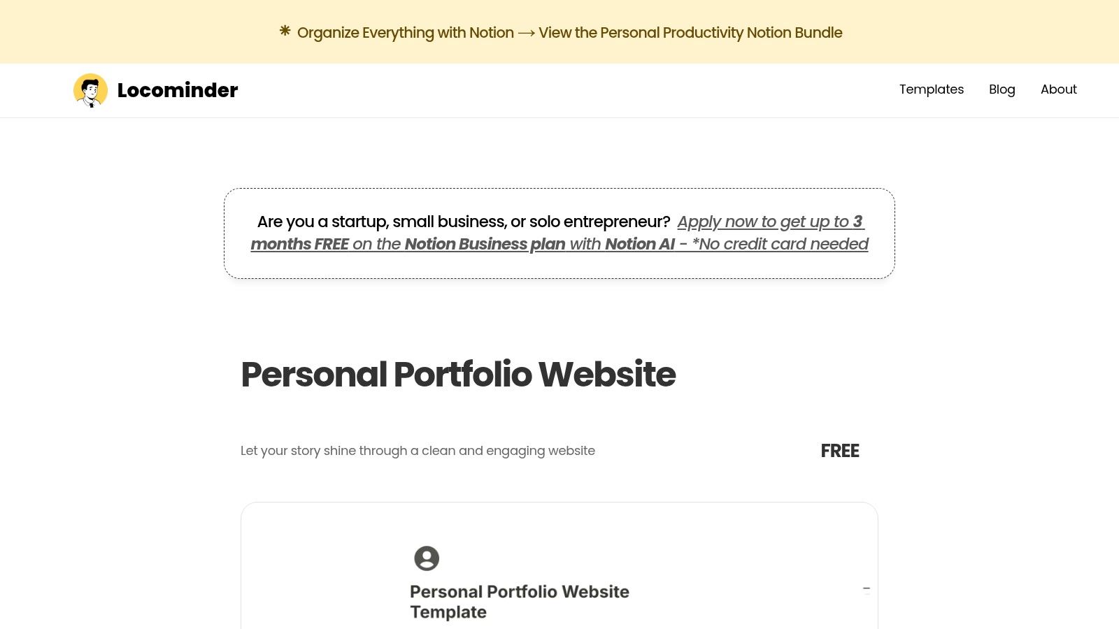 Personal Portfolio Website (Locominder)