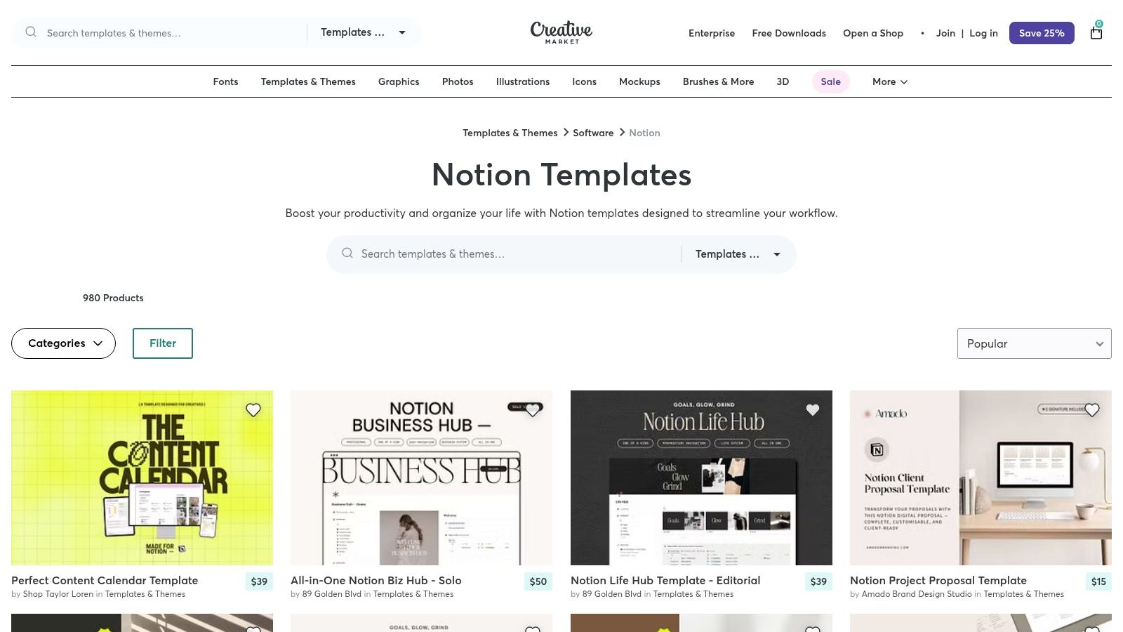 Creative Market (Notion Templates)
