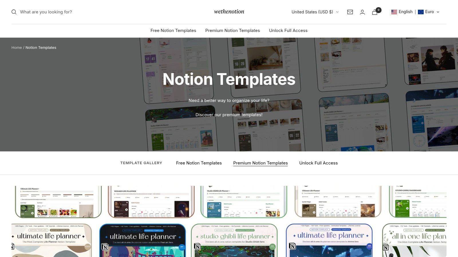 WeTheNotion (shopfront + Gumroad listings)