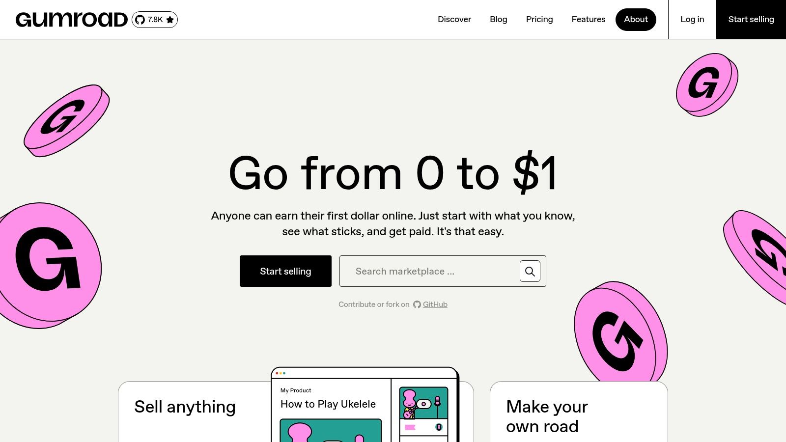 Gumroad (Notion website template listings)