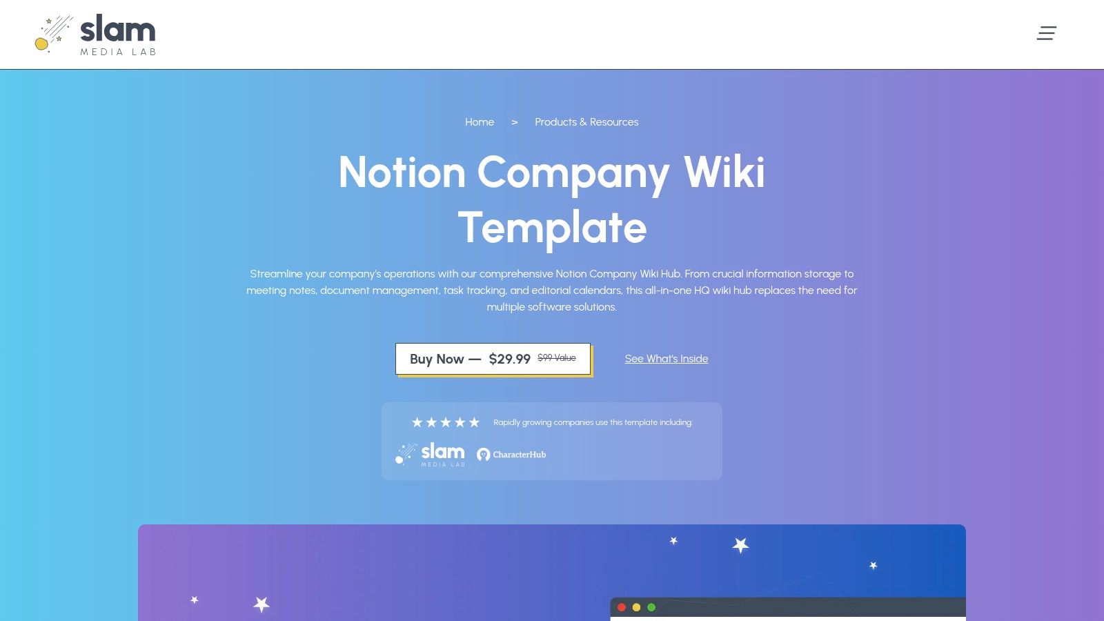 Notion Company Wiki Template (Slam Media Lab)