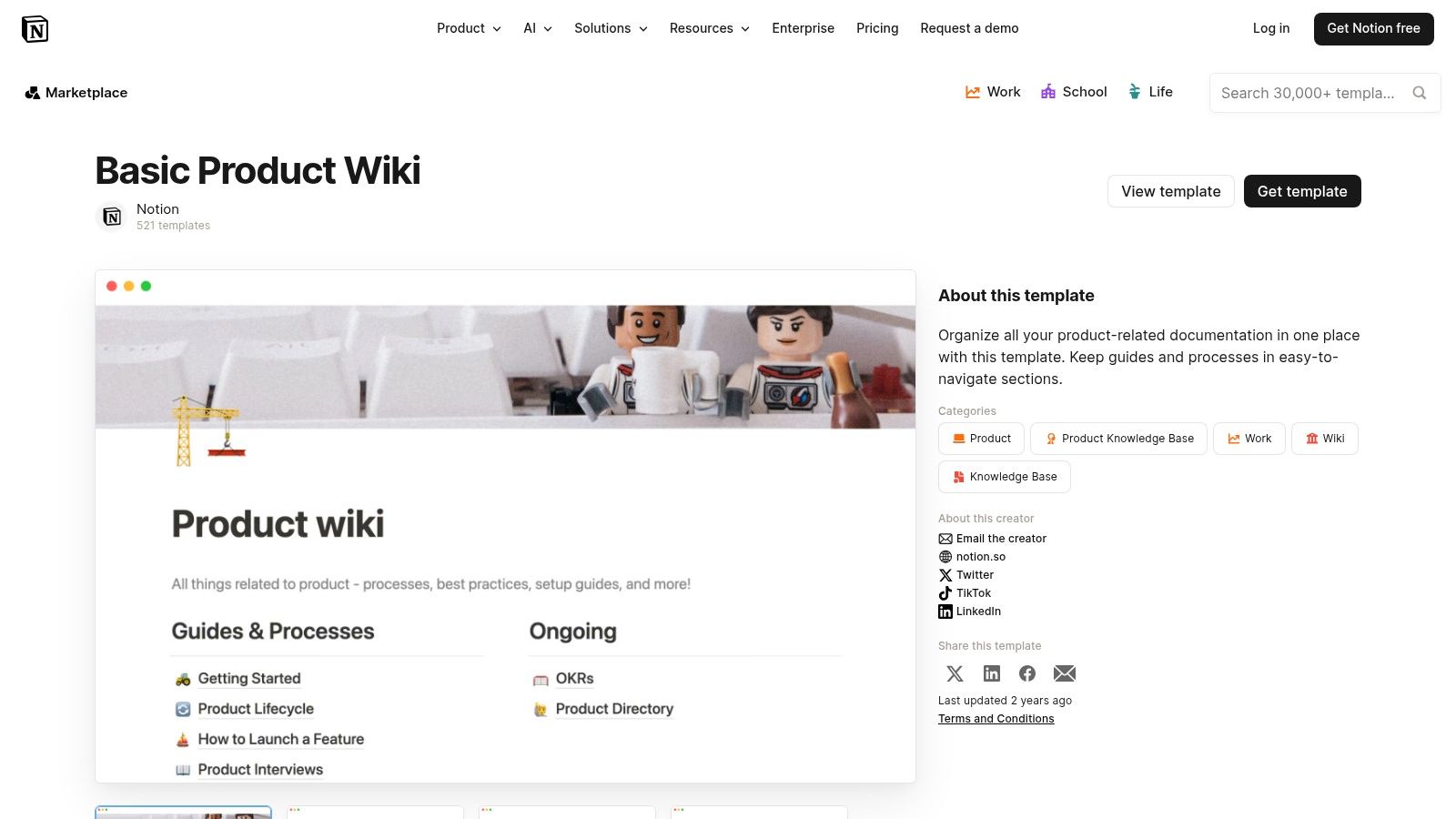 Basic Product Wiki (official Notion template)