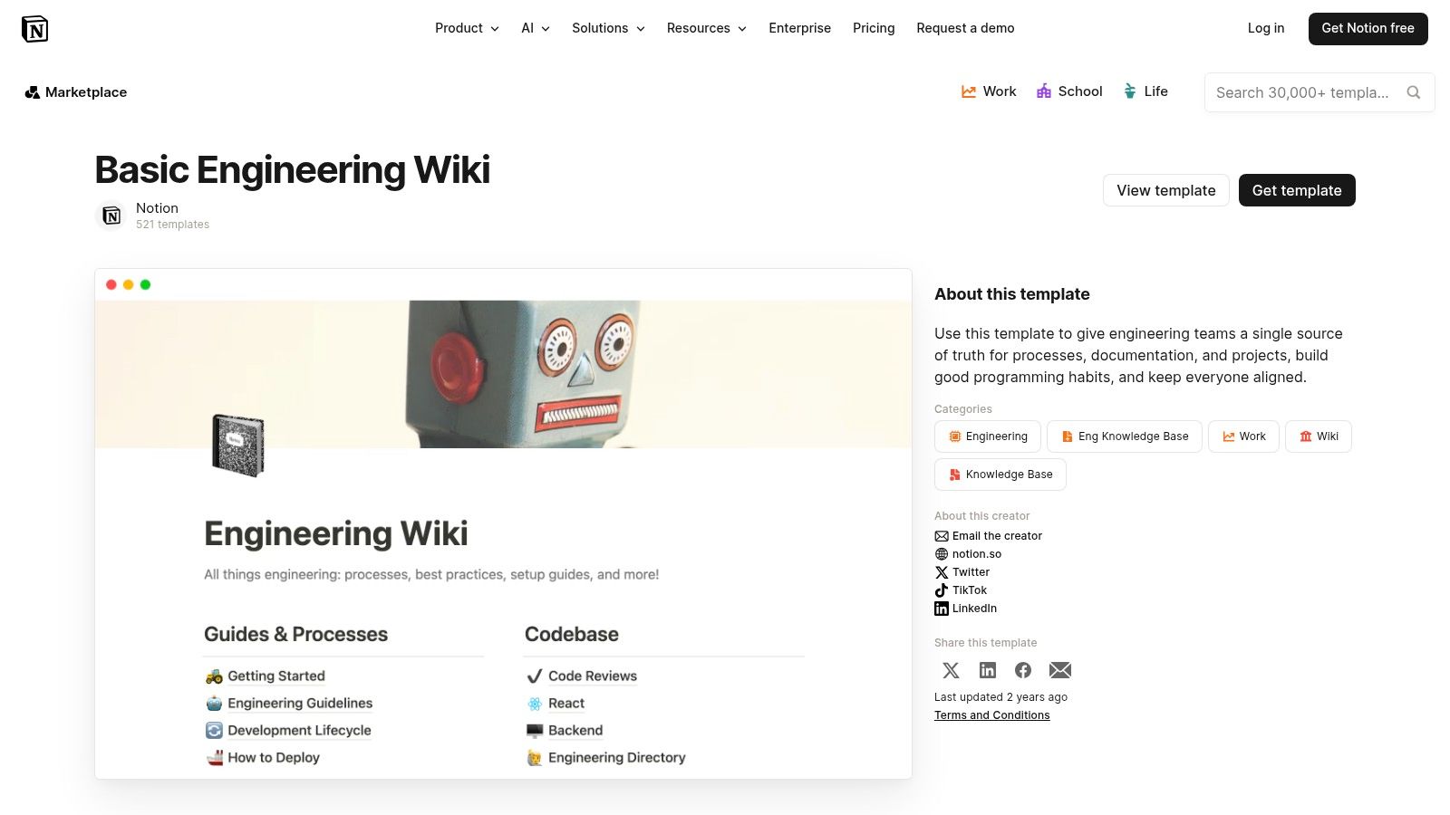 Basic Engineering Wiki (official Notion template)