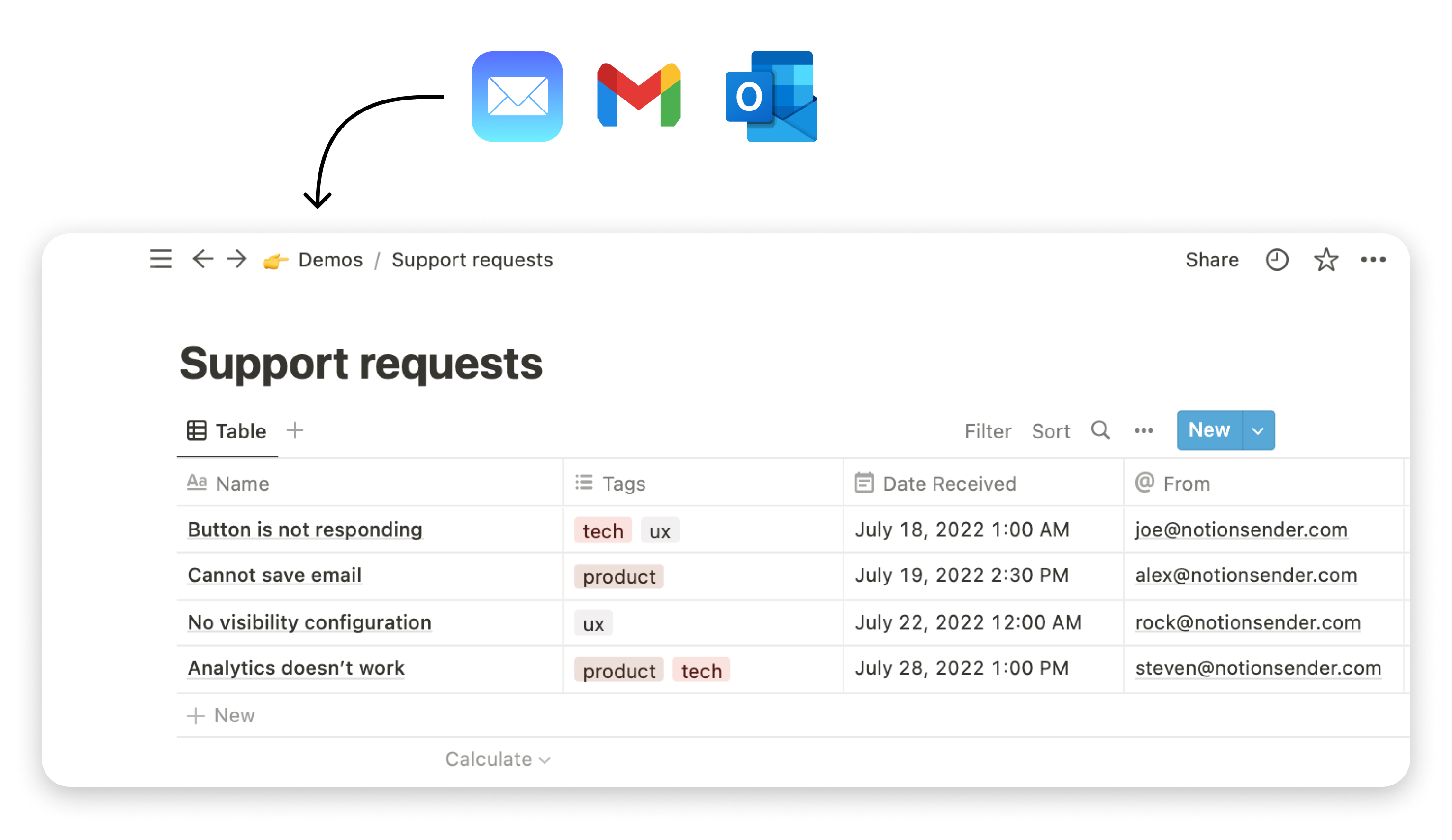 Saving emails to Notion with NotionSender