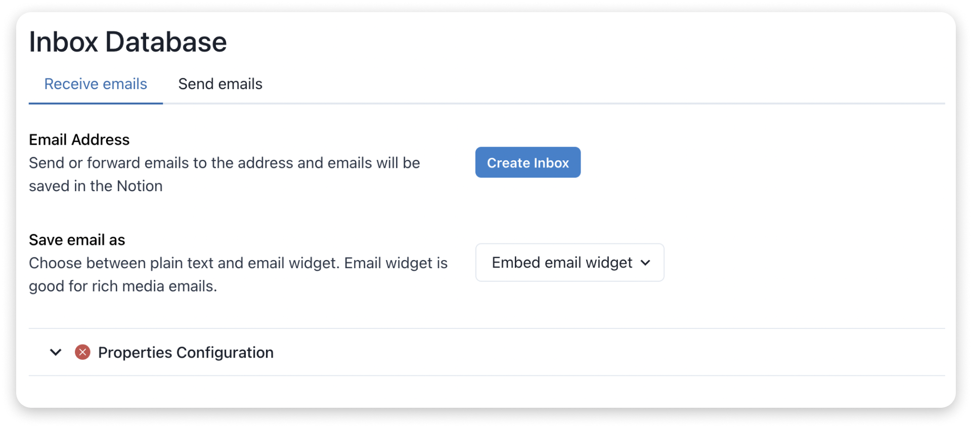 Send email to notion - Configure email address