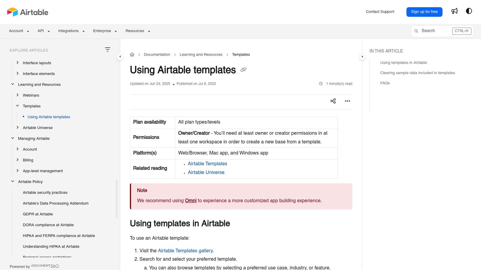 Airtable Templates (and Universe examples)